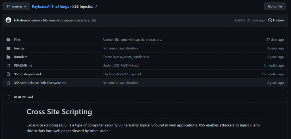 PayloadsAllTheThings/XSS Injection/README.md at master