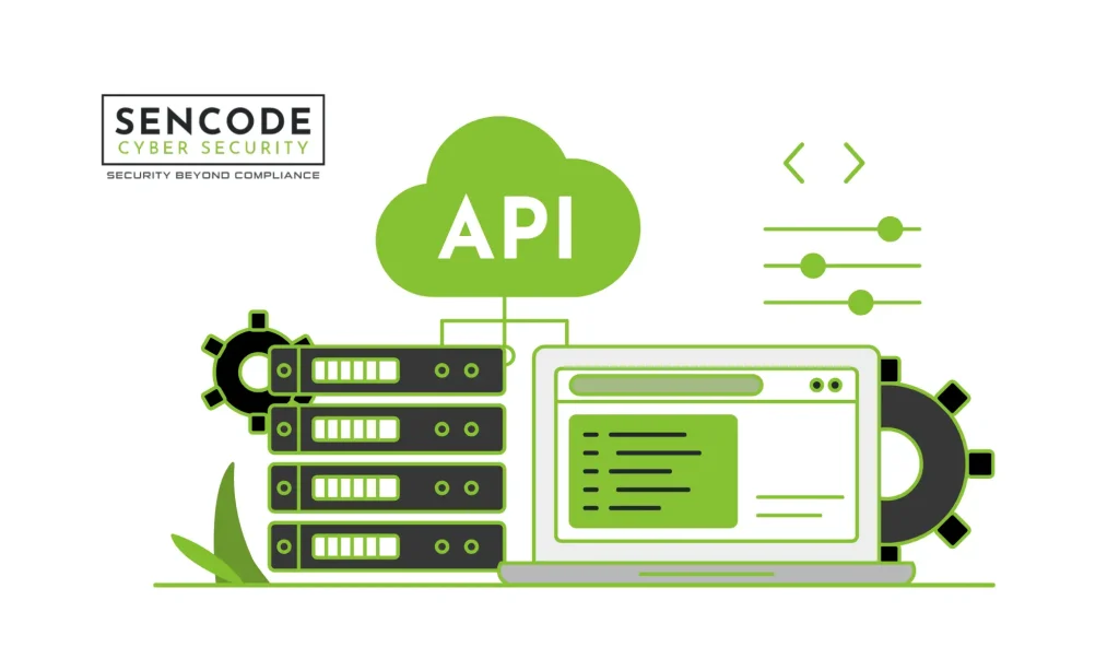 Sencode branded graphic illustrating  an API.